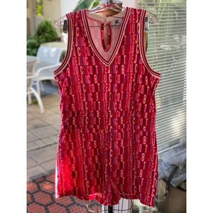 Juicy Couture Red, Pink, Wht, Prpl Logo Terry Cloth Sleeveless Vneck Romper SZ L